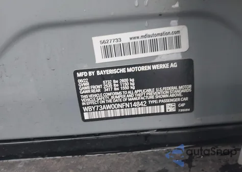 2022 BMW I4 Edrive40 from USA, damaged, VIN WBY73AW00NFN14842